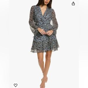Ted Baker NEW Cherela Printed Long Sleeve Mini Dress Light Blue